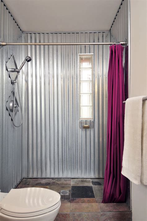 galvanized sheet metal bathroom|galvanized corrugated metal installation.